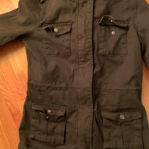 army green hooded cargo jacket with 4 pockets